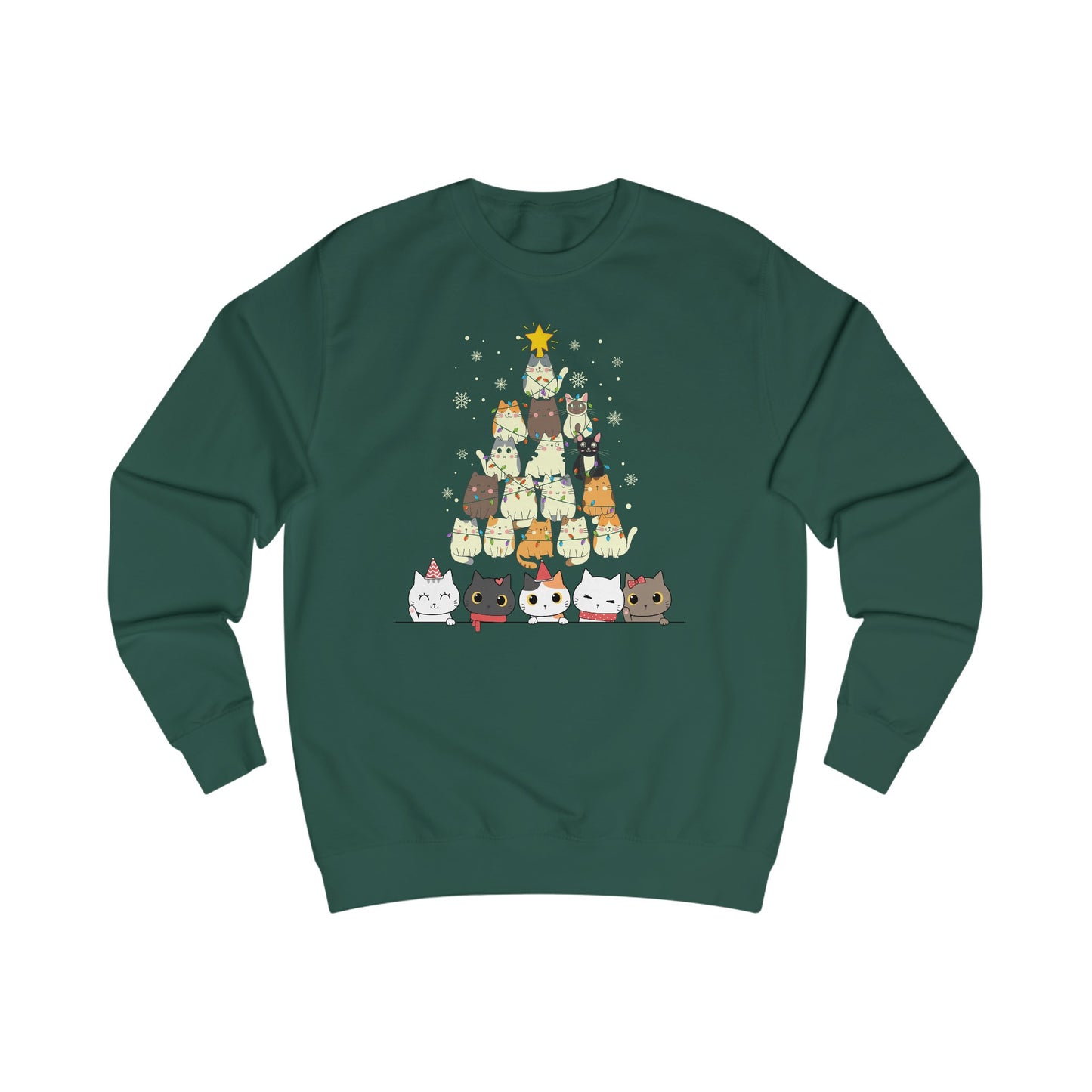 Cute Christmas Cat Sweatshirt for Christmas Lover gift for Cat Lover gifts for Christmas Party Sweater for Kitty Sweatshirts for Women