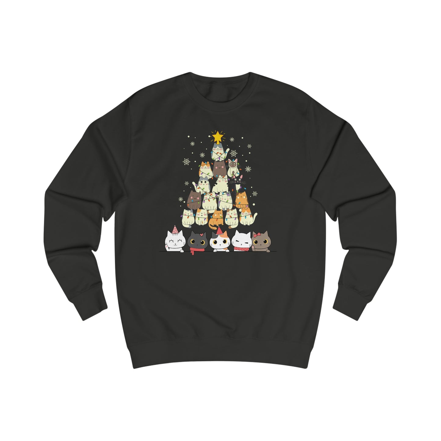 Cute Christmas Cat Sweatshirt for Christmas Lover gift for Cat Lover gifts for Christmas Party Sweater for Kitty Sweatshirts for Women