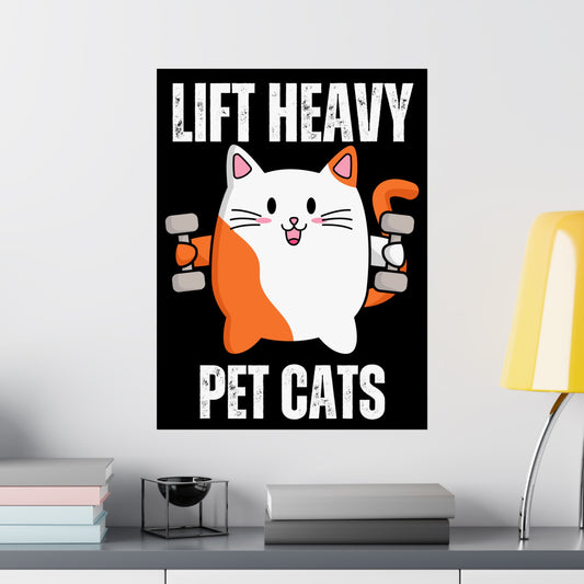 Gym Poster Decor Workout Posters for Fitness Lover gift for Gym Rat Sport Posters Funny Cat Wall Art for Gymnasts gifts Lift Heavy Pets CATS