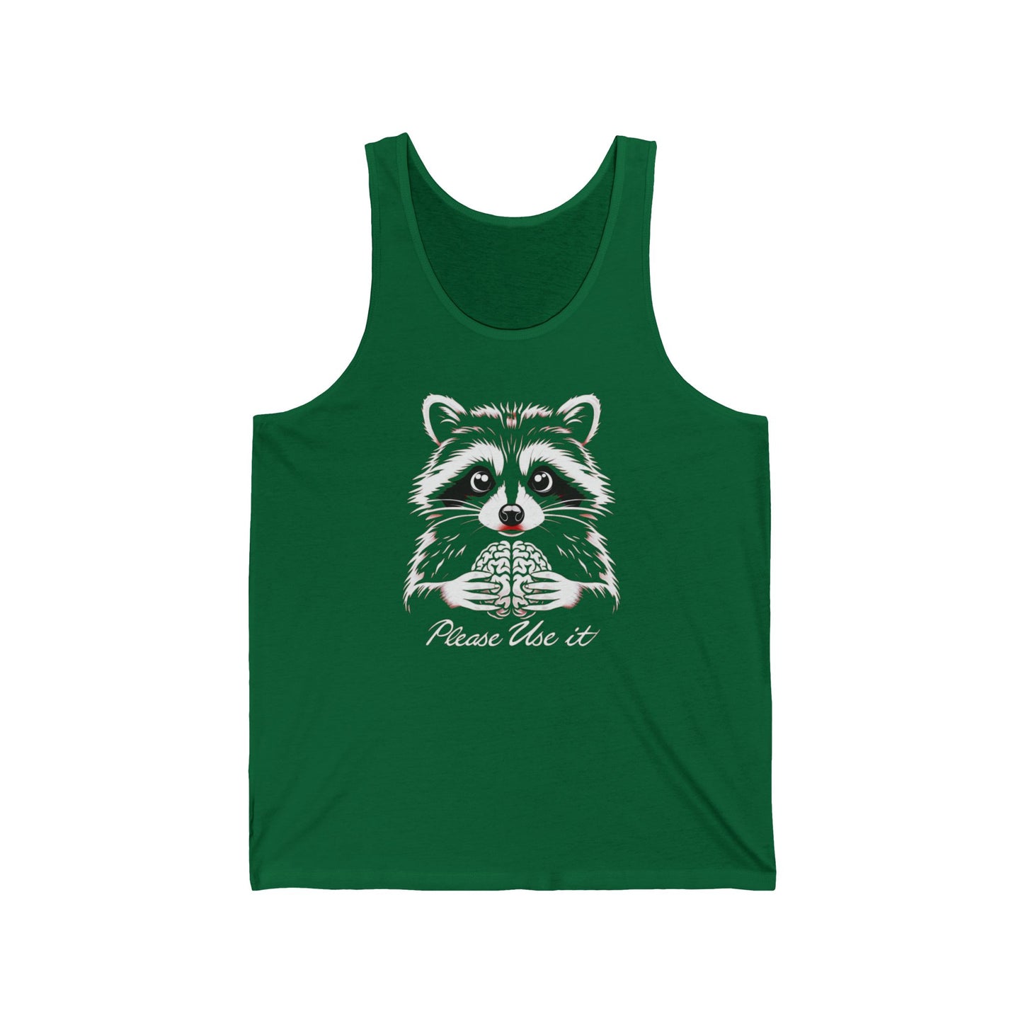 Funny Raccoon Tank Top, Unisex Jersey Tank for Gym, Workout, Use Your Brain, Sleeveless Tee, Muscle Tank, Fitness Apparel