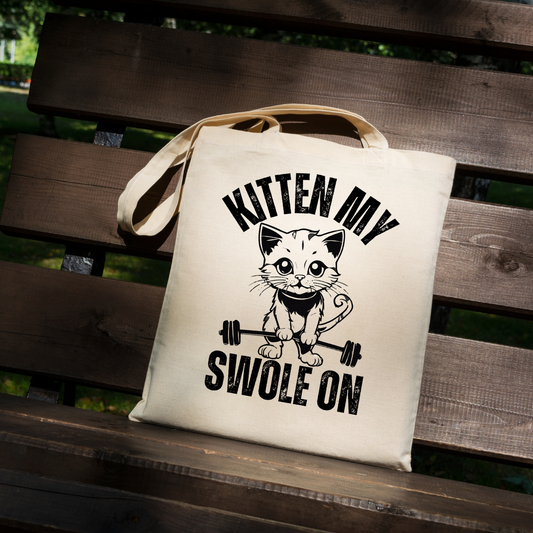 Funny Cat Tote Bag for Gym Rat gifts for Fitness Lover gift Cats Working out Lifting Weights gift for Cat Mom Kitten My Swole On Tote Bags