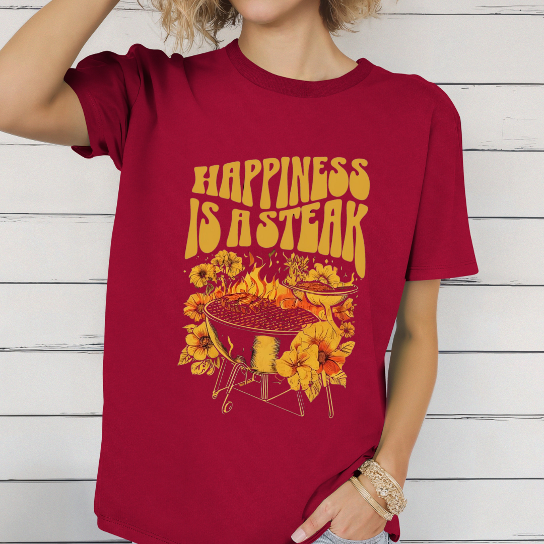 Groovy Meat Shirt for Carnivore TShirt for Steak Lover gifts for Christmas present for Meat Lover T Shirts Happiness Is A Steak T-shirt gift