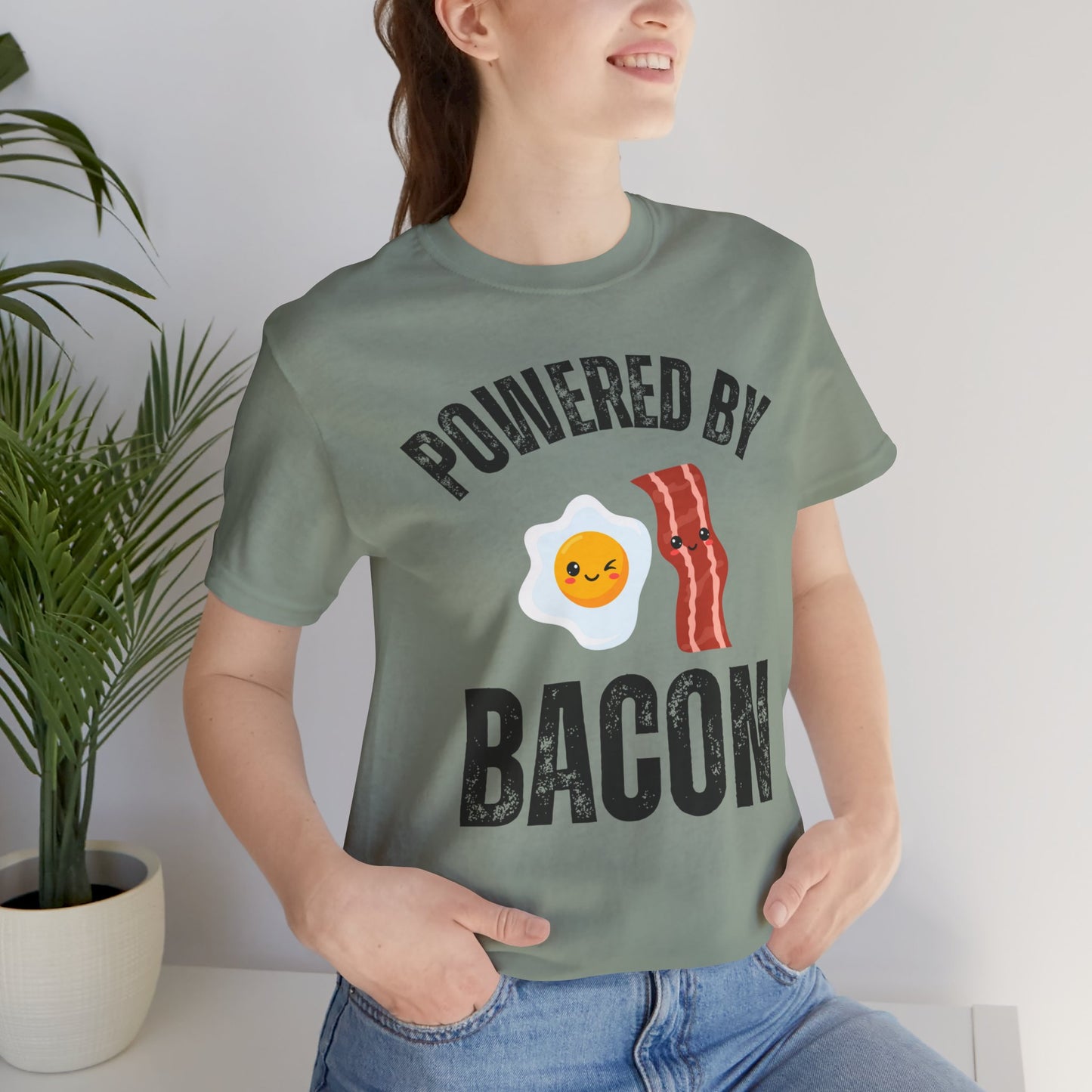Funny Bacon & Egg T-shirt for Meat Lover Gift for Bacon Lover Shirt for Carnivore gift for Meat T Shirt Powered By BACON Tee