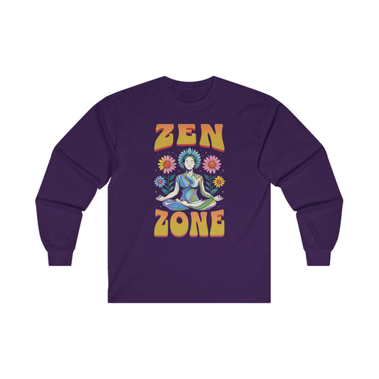 Zen Zone Yoga TShirt for Yoga Lover gifts for Christmas present for yogi gift for Womens Yoga Top Long Sleeved Yoga TShirts Long Sleeve