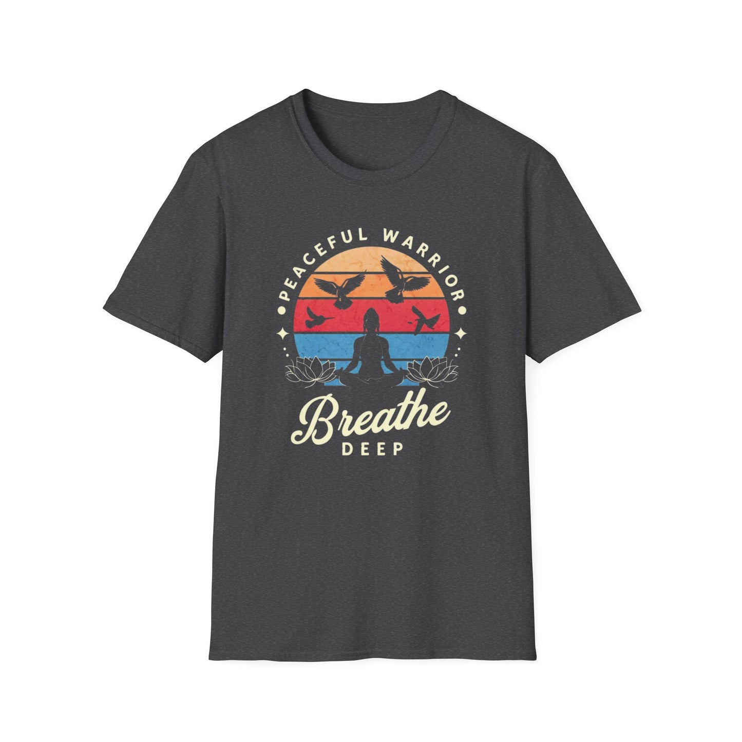 Yoga T Shirt for Yoga Lover gifts for Gym Tshirt Workout Tops for Women gift Peaceful Warrior Tee Breathe Deeply Tee Shirts for Yoga gift