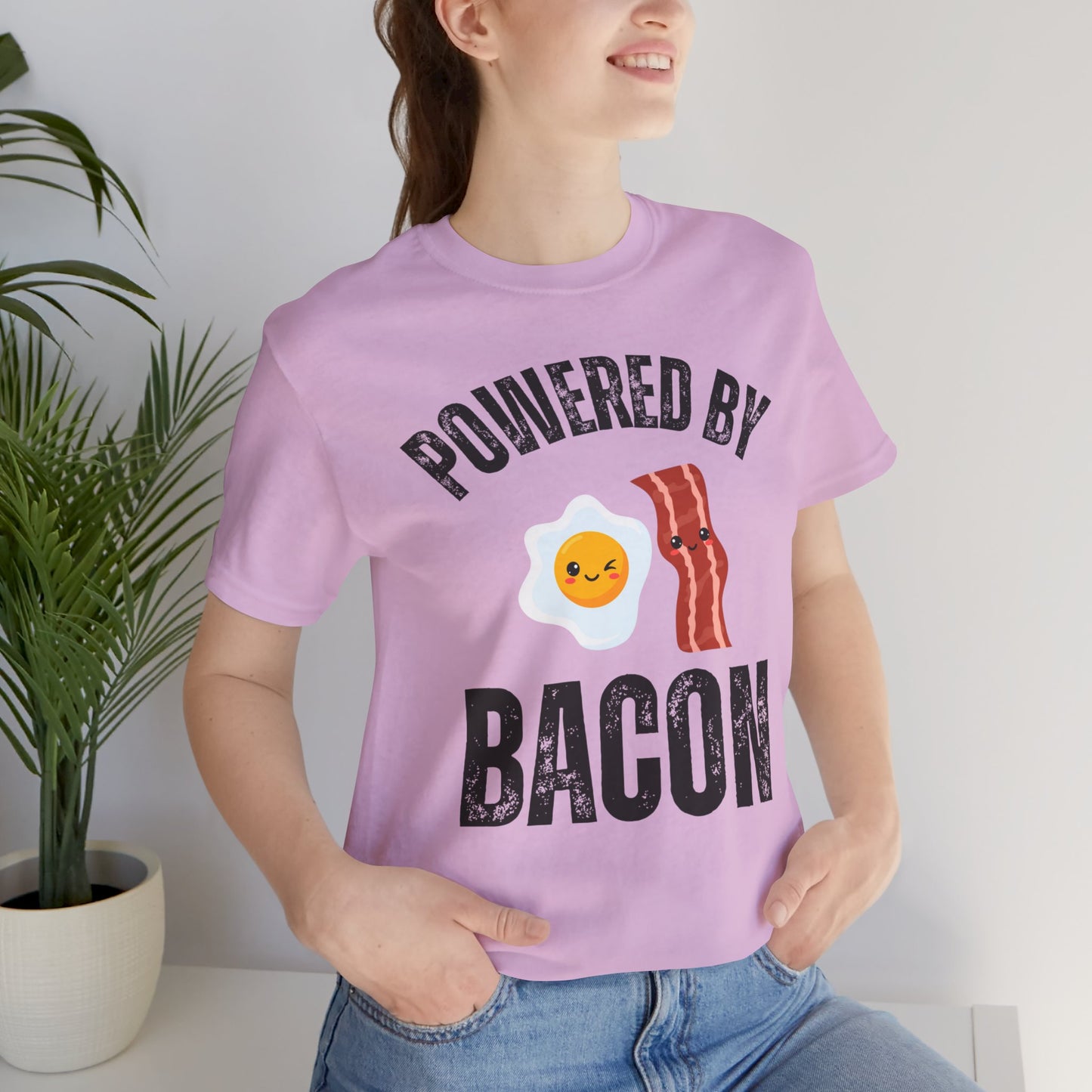 Funny Bacon & Egg T-shirt for Meat Lover Gift for Bacon Lover Shirt for Carnivore gift for Meat T Shirt Powered By BACON Tee
