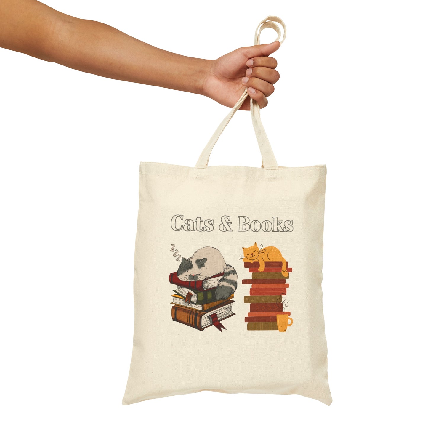 Cats and Books Tote Bag for Reading Lovers gift for Bookworm gifts for Book Lover Book Bags for Cat Lover gift for Moms Cat Mom Grocery Bags