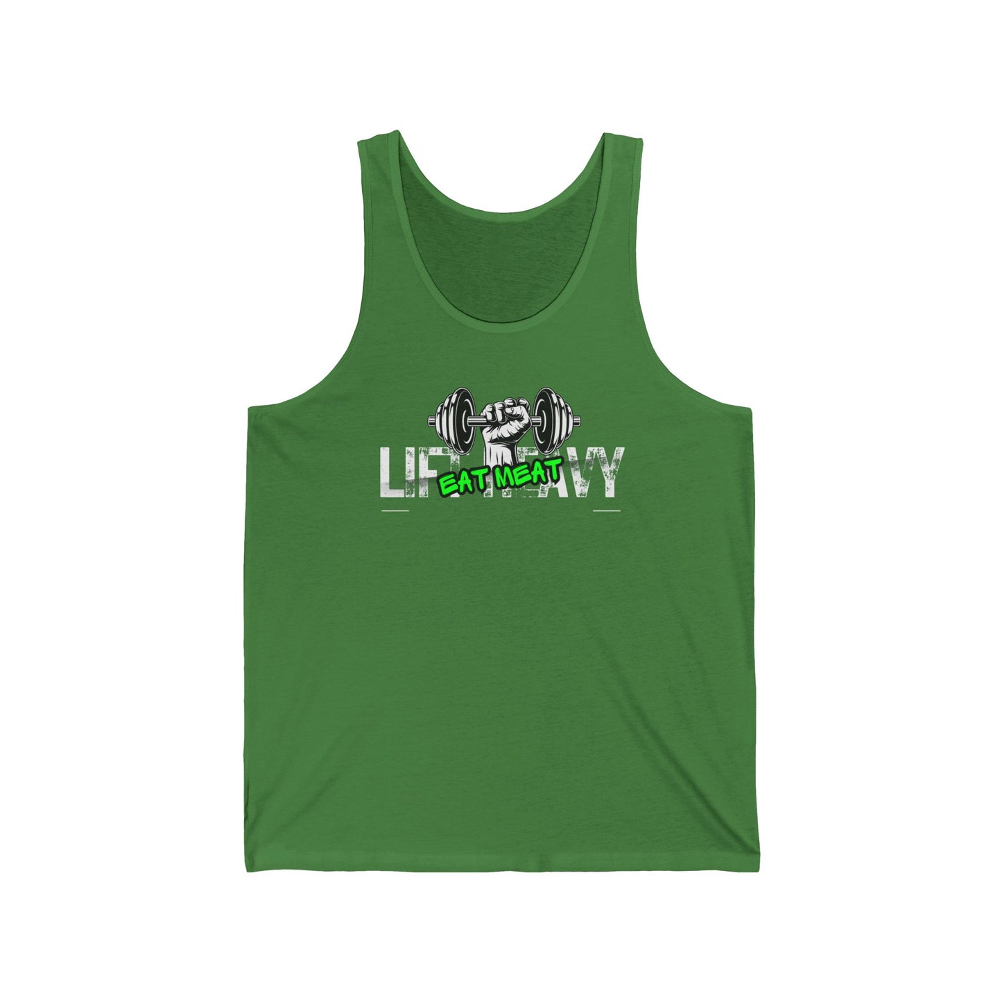 Unisex Tank Top, Weightlifting Workout Muscle Tee, Fitness Gym Apparel, Lift Heavy Eat Meat Sleeveless Shirt, Bodybuilding Exercise Clothing