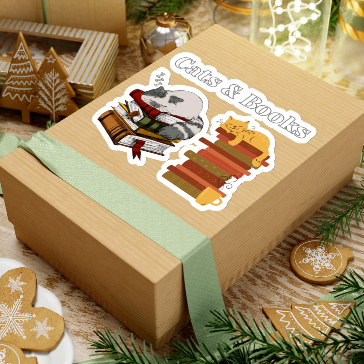 Sticker Cats and Books Stickers for Cat Lover gift for Book Lover Sticker for Book Worm sticker