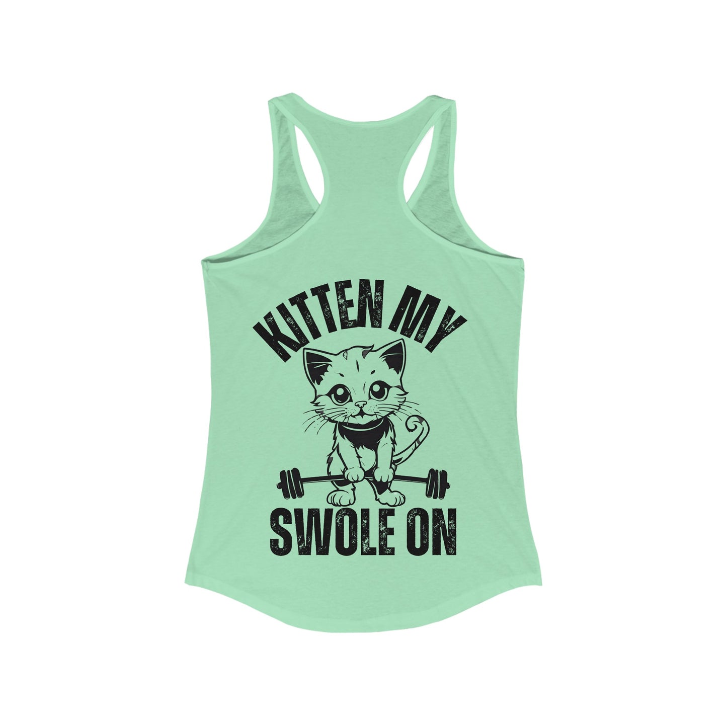 BACK DESIGN Kitten My Swole On Tank Cats and Weights Tank Top Cats Lifting Weights Powerlifting Kitty Tank Tops