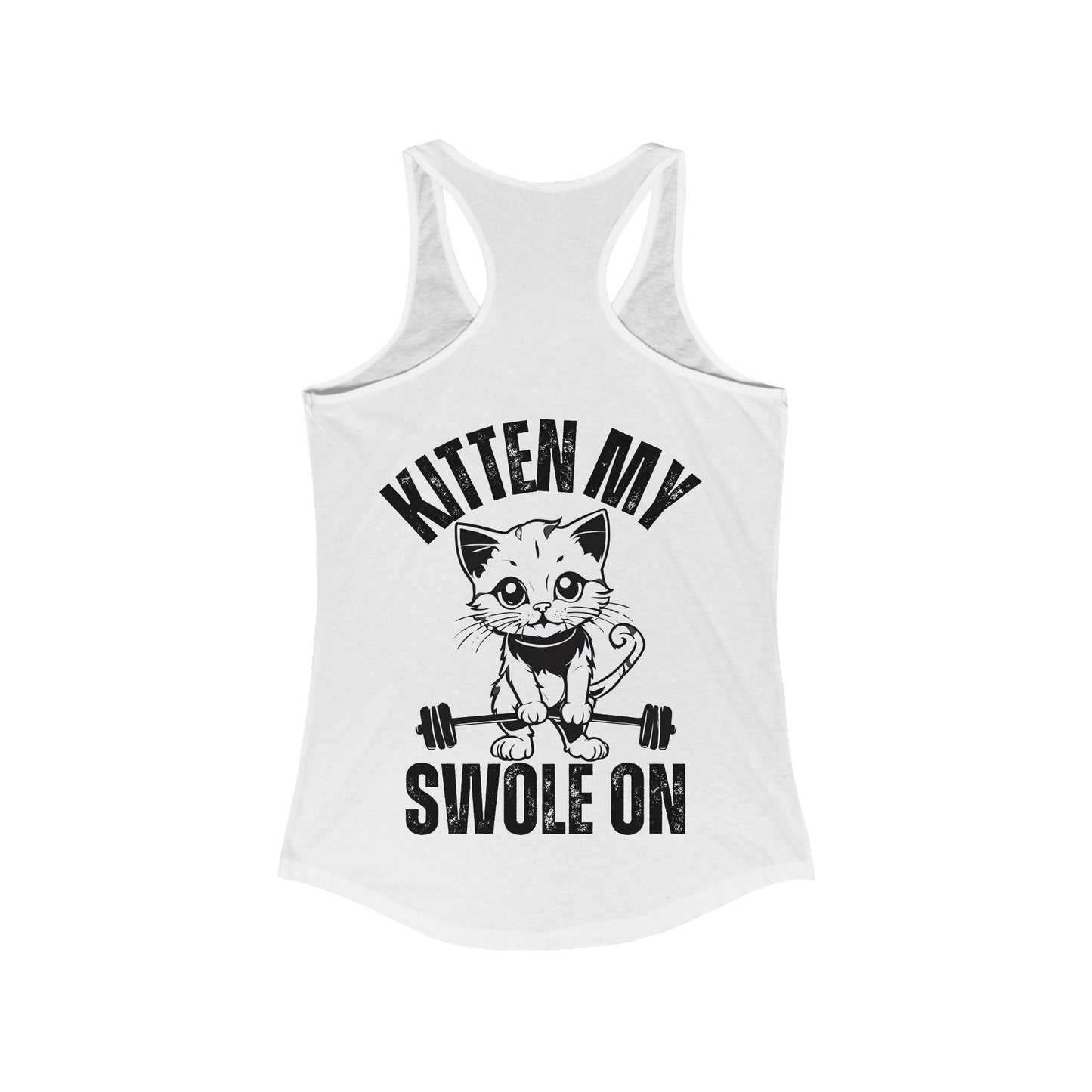 BACK DESIGN Kitten My Swole On Tank Cats and Weights Tank Top Cats Lifting Weights Powerlifting Kitty Tank Tops