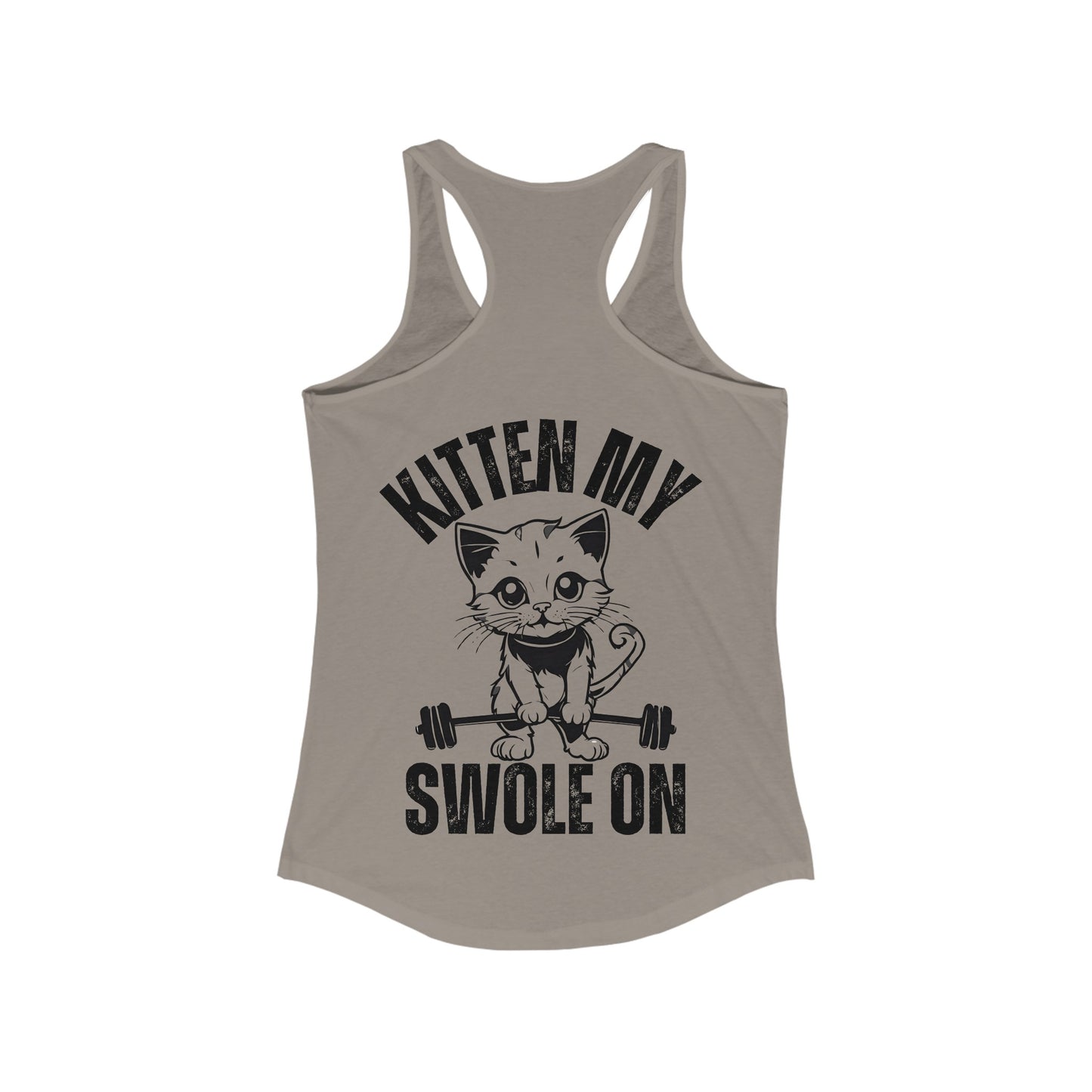 BACK DESIGN Kitten My Swole On Tank Cats and Weights Tank Top Cats Lifting Weights Powerlifting Kitty Tank Tops