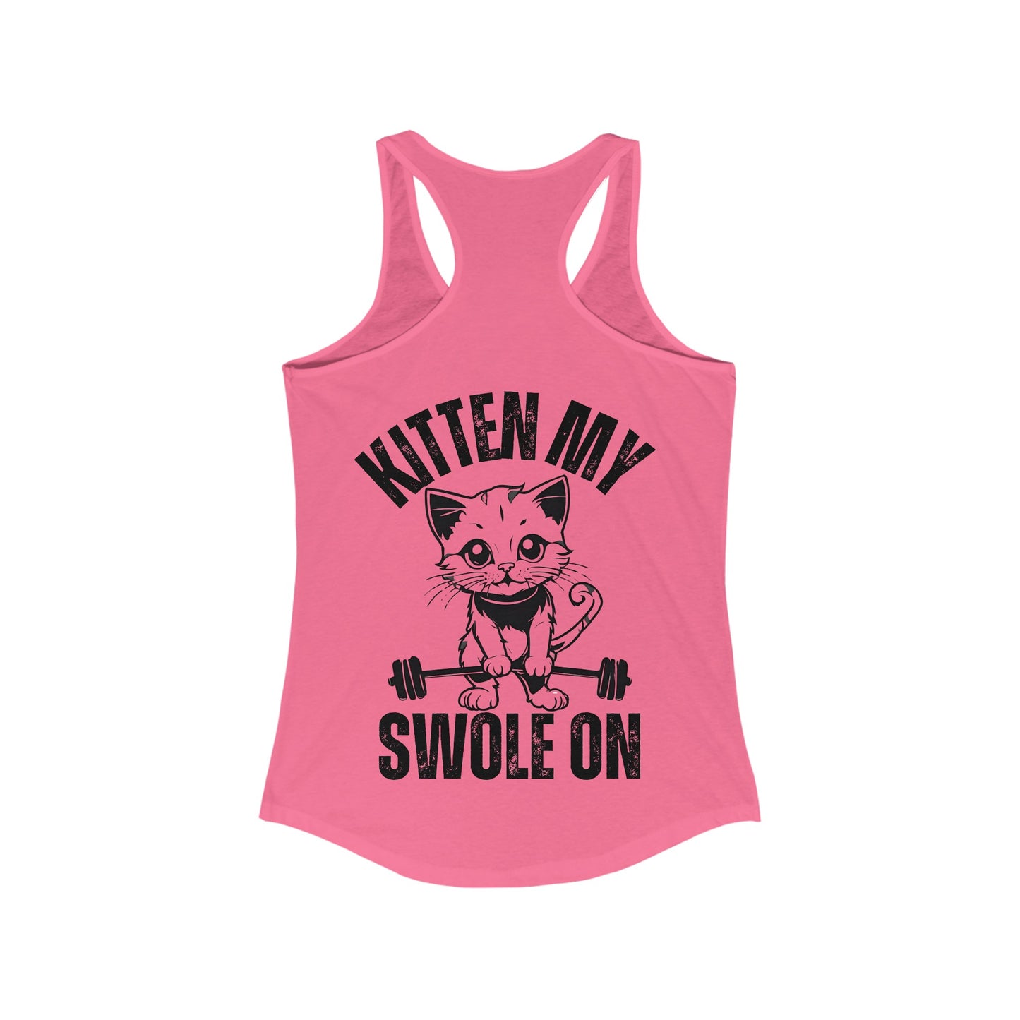 BACK DESIGN Kitten My Swole On Tank Cats and Weights Tank Top Cats Lifting Weights Powerlifting Kitty Tank Tops