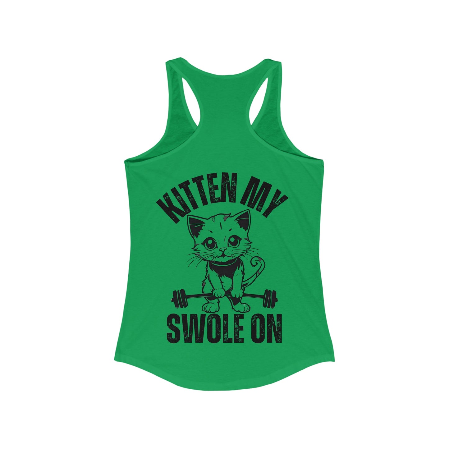 BACK DESIGN Kitten My Swole On Tank Cats and Weights Tank Top Cats Lifting Weights Powerlifting Kitty Tank Tops