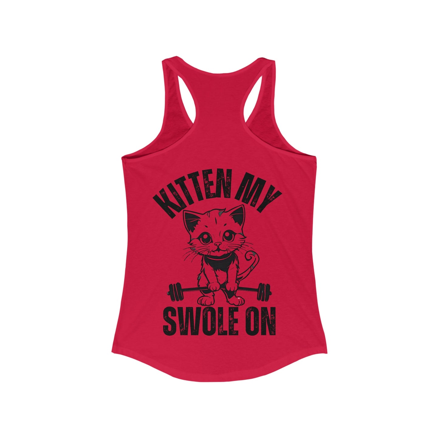 BACK DESIGN Kitten My Swole On Tank Cats and Weights Tank Top Cats Lifting Weights Powerlifting Kitty Tank Tops