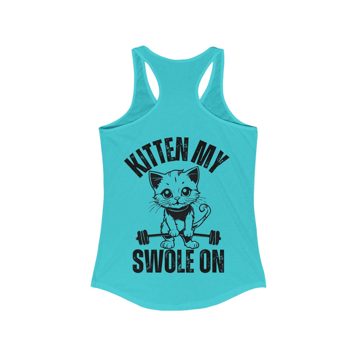 BACK DESIGN Kitten My Swole On Tank Cats and Weights Tank Top Cats Lifting Weights Powerlifting Kitty Tank Tops