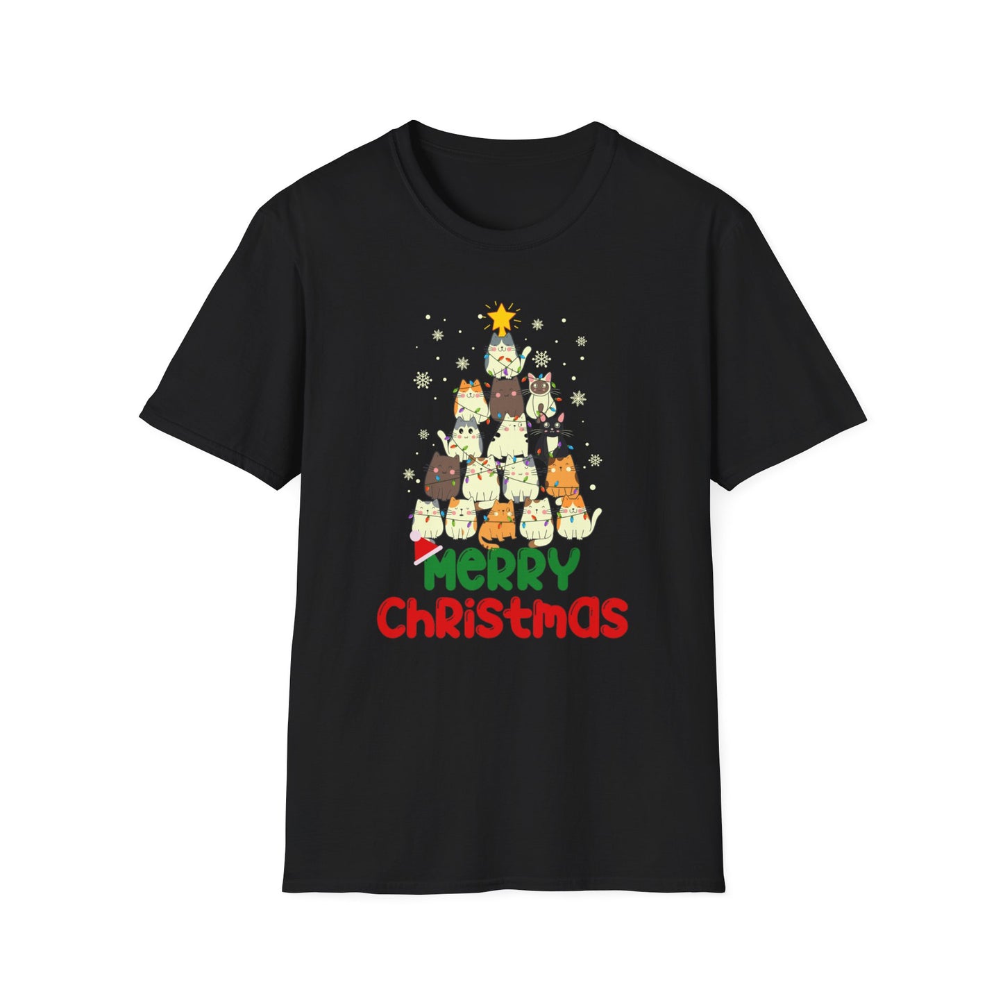 Merry Christmas Shirt for Cat Lovers gift for Christmas Cats Tshirts for Cat Mom gifts for Funny Christmas present for Women gift for Her