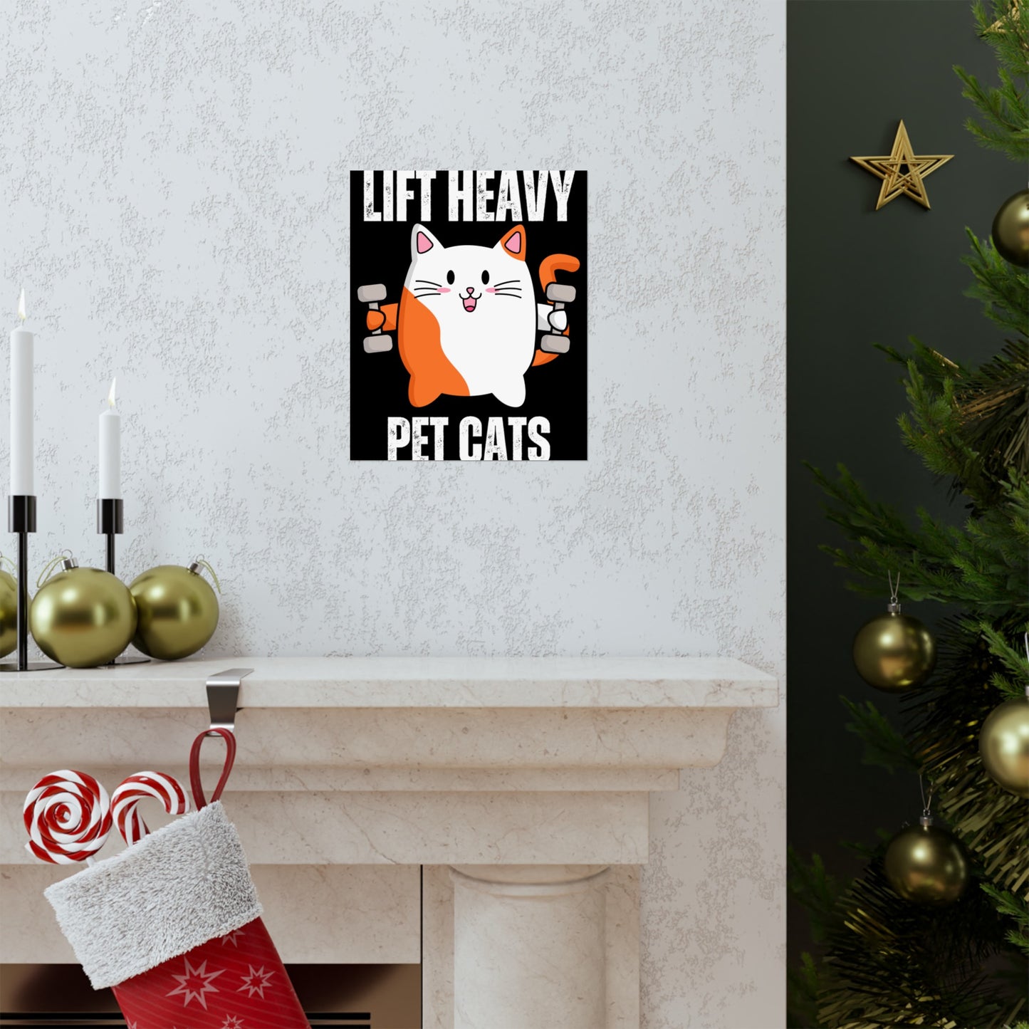 Gym Poster Decor Workout Posters for Fitness Lover gift for Gym Rat Sport Posters Funny Cat Wall Art for Gymnasts gifts Lift Heavy Pets CATS
