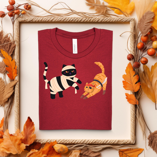 Halloween cats Shirt for Halloween Mumy Tshirt Spooky Season Cat Tee Halloween Cute Women Outfit Halloween Gift for Cat Lovers Funny tee