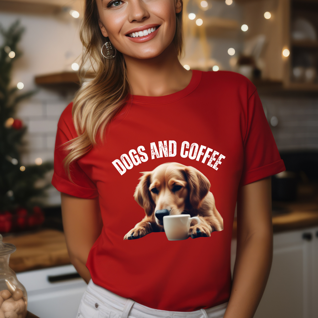 Dog Coffee Shirt Cute Dogs Drinking Coffee T-shirt for Golden Retriever Lover gifts for Golden Retriever T Shirts Cute Dog Shirts for Dog Mom gift