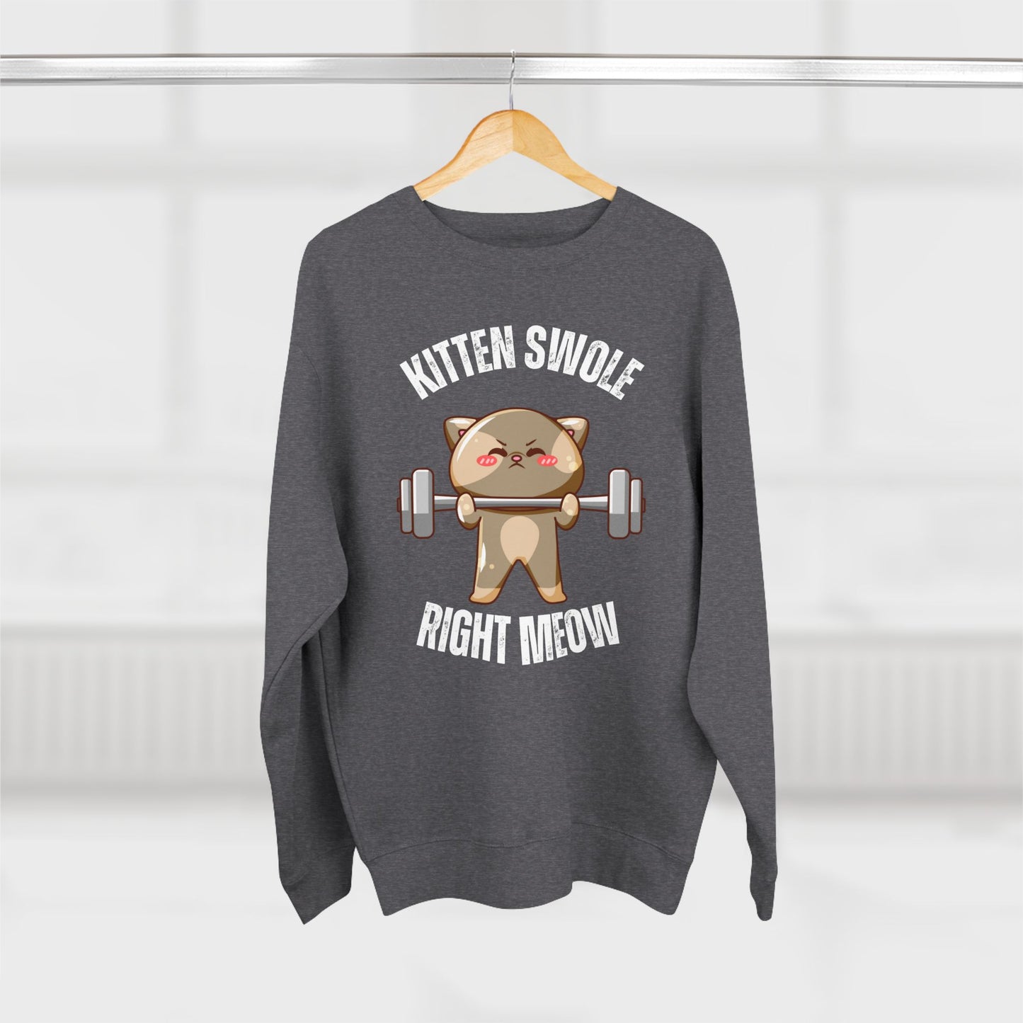 Kitten Swole Right Meow Sweatshirt, Cat Lover Gift, Funny Animal Sweater, Pet Owner Jumper, Cute Kitty Top, Workout Pullover