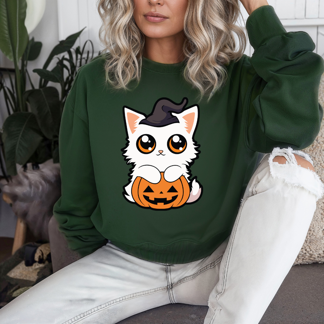 Halloween Cat Sweatshirt for Halloween gifts for Cat Mom gifts for Cat Lovers Sweatshirts Kitty Sweater for Halloween Sweaters for her gift