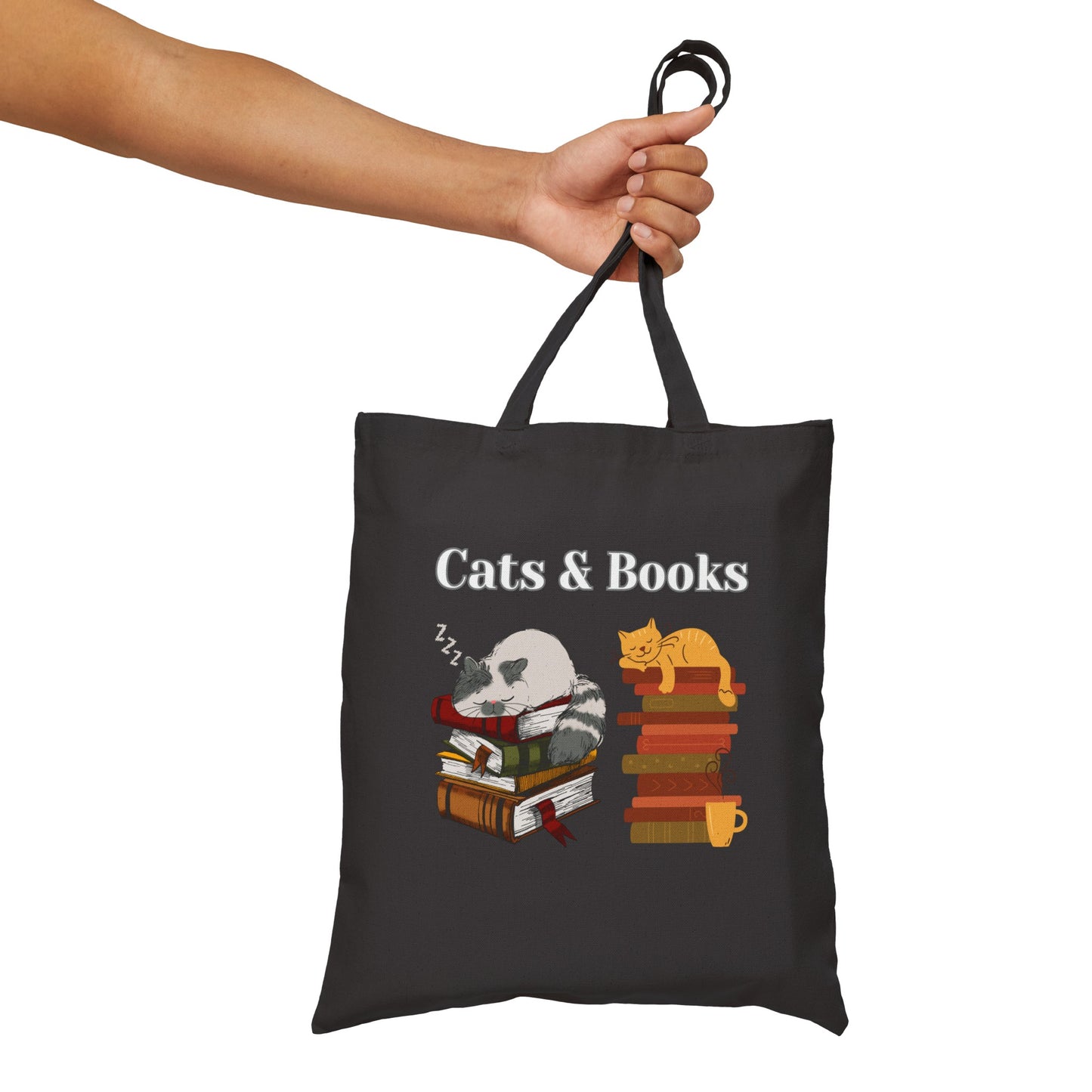 Cats and Books Tote Bag for Reading Lovers gift for Bookworm gifts for Book Lover Book Bags for Cat Lover gift for Moms Cat Mom Grocery Bags
