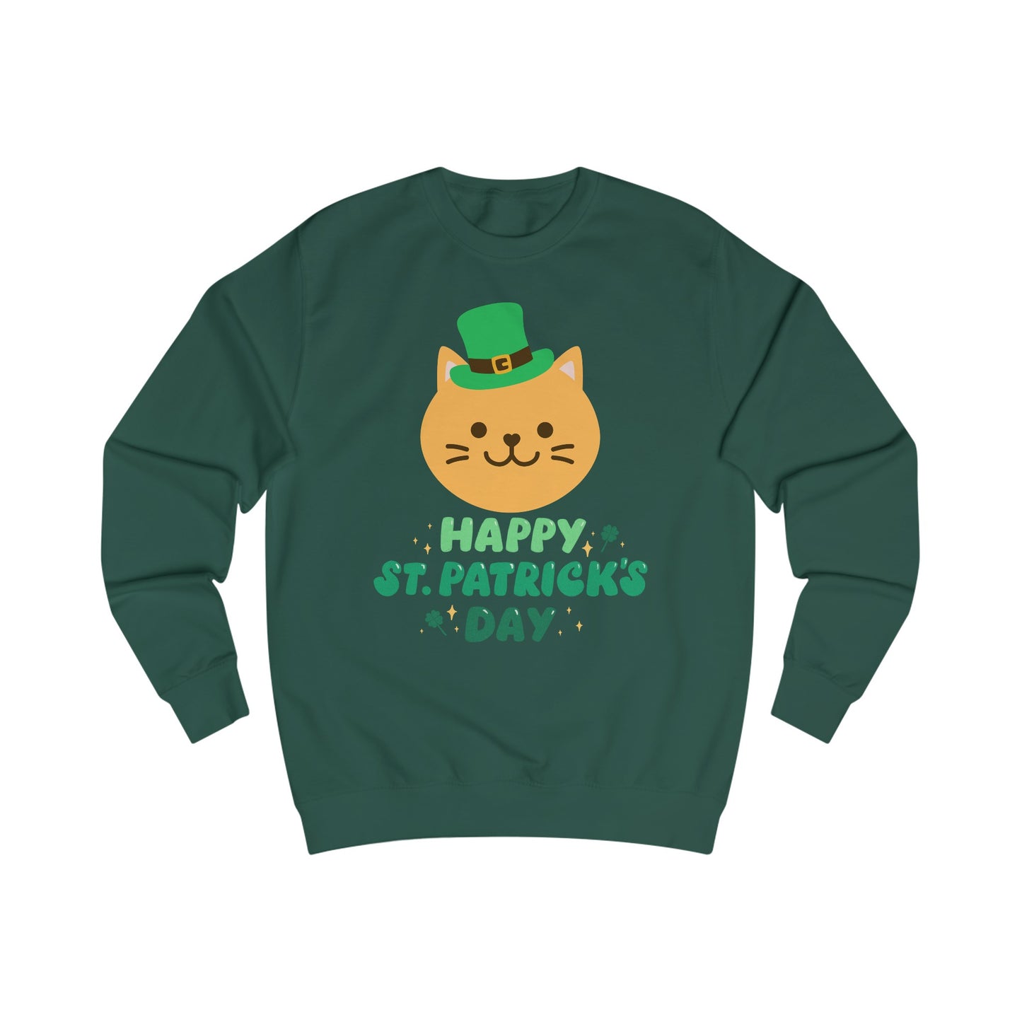 CAT Sweatshirt for Cat Lover gift Cat Sweatshirt for St. Patrick's Day gift for Cat Sweater gift for Cat Mom Sweatshirt Cat in a hat