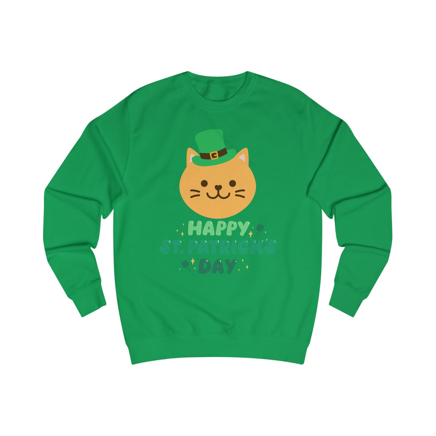 CAT Sweatshirt for Cat Lover gift Cat Sweatshirt for St. Patrick's Day gift for Cat Sweater gift for Cat Mom Sweatshirt Cat in a hat