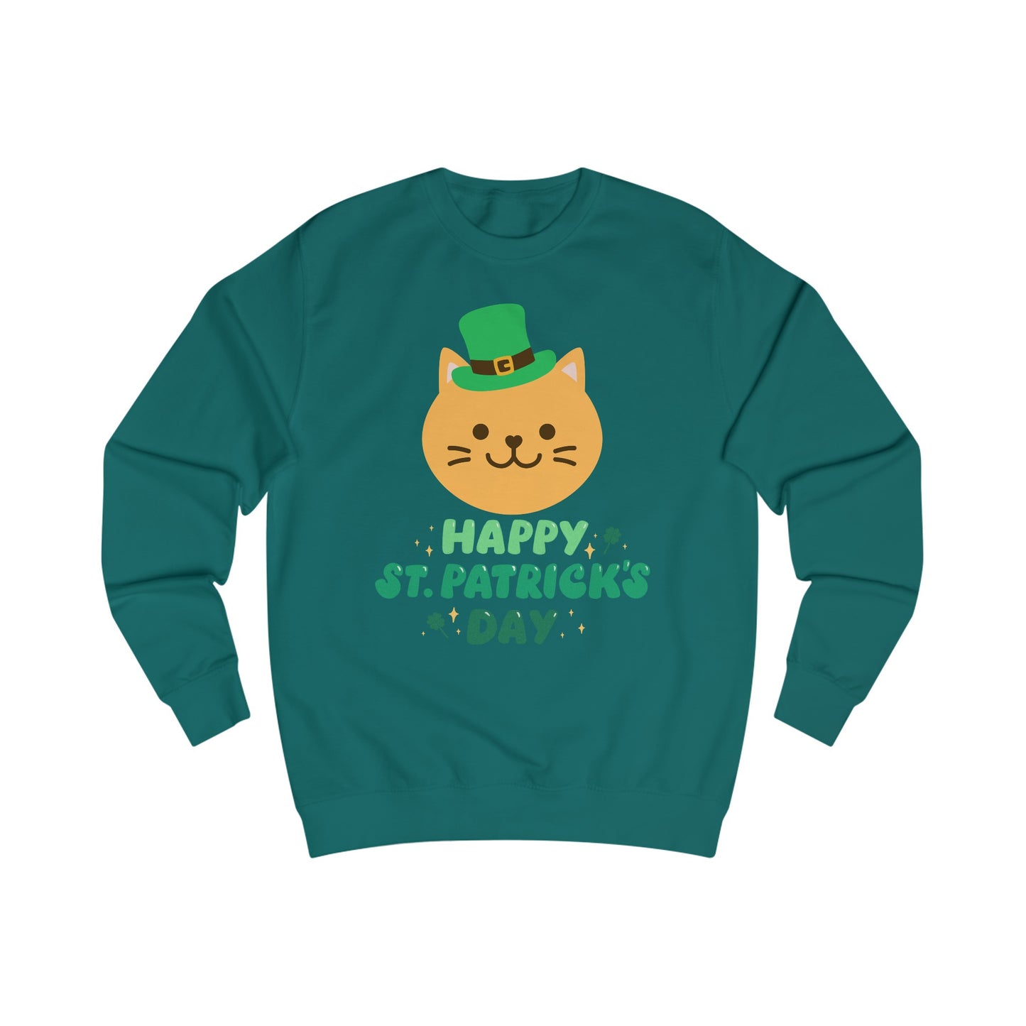 CAT Sweatshirt for Cat Lover gift Cat Sweatshirt for St. Patrick's Day gift for Cat Sweater gift for Cat Mom Sweatshirt Cat in a hat