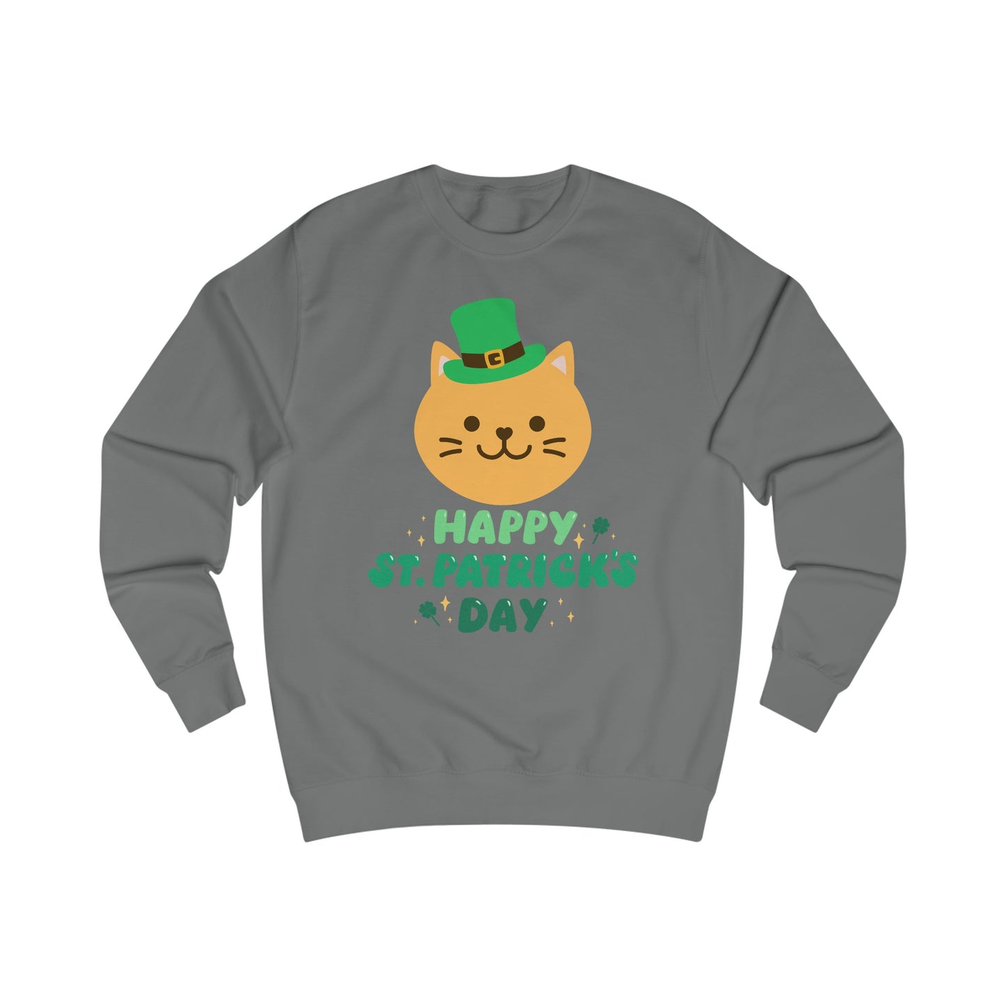 CAT Sweatshirt for Cat Lover gift Cat Sweatshirt for St. Patrick's Day gift for Cat Sweater gift for Cat Mom Sweatshirt Cat in a hat