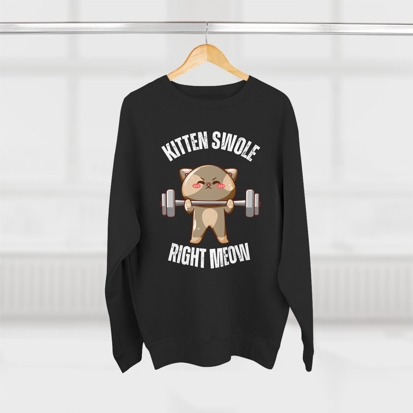 Kitten Swole Right Meow Sweatshirt, Cat Lover Gift, Funny Animal Sweater, Pet Owner Jumper, Cute Kitty Top, Workout Pullover