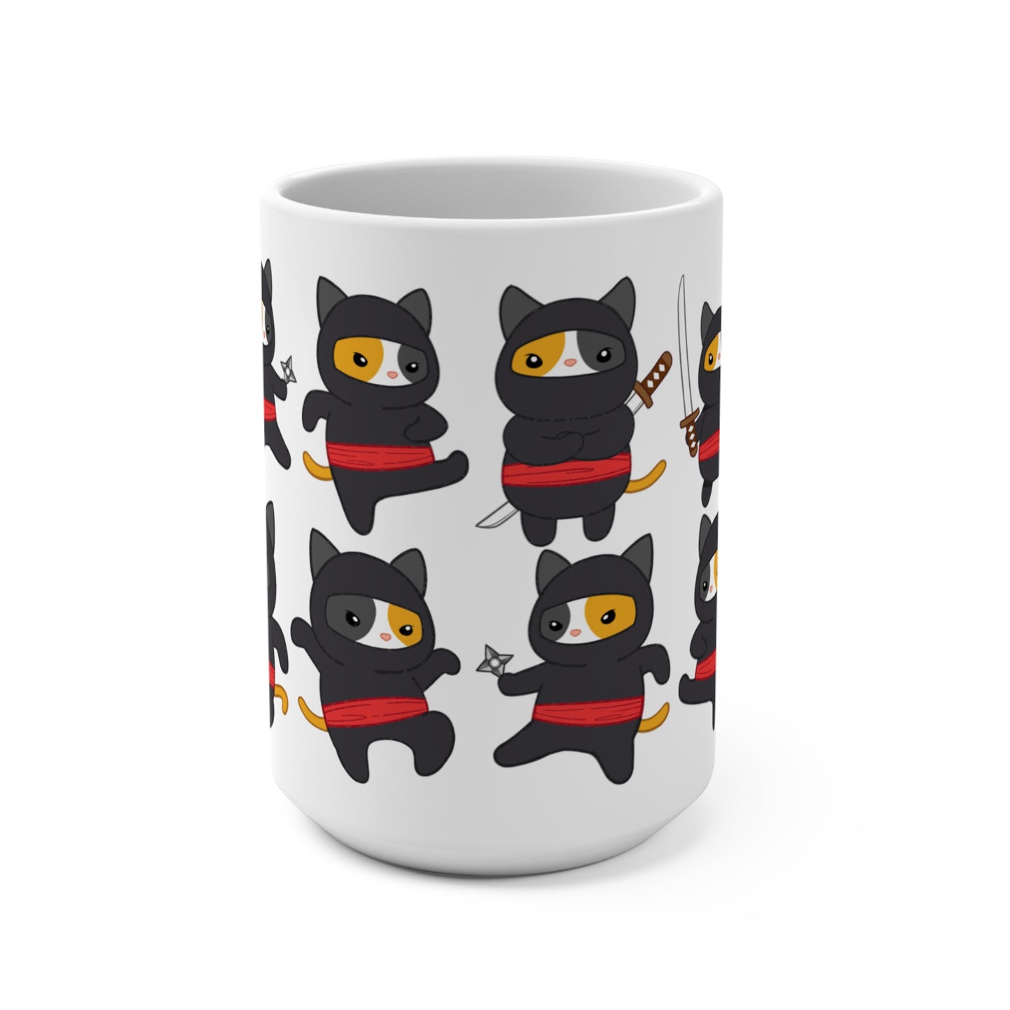 Funny Ninja Cat Mug for Cat Lover gift for Her Samurai Kitty Mugs for Cat mom gifts for Cat Dad Parent Large Feline Coffee Mug for Mom