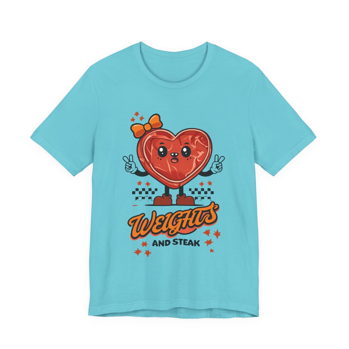 Funny Weights and Steak Unisex Tee, Gym Rat Workout Lover Gift Shirt, Fitness Apparel, Hilarious Exercise Top, Weightlifting Humor T-Shirt