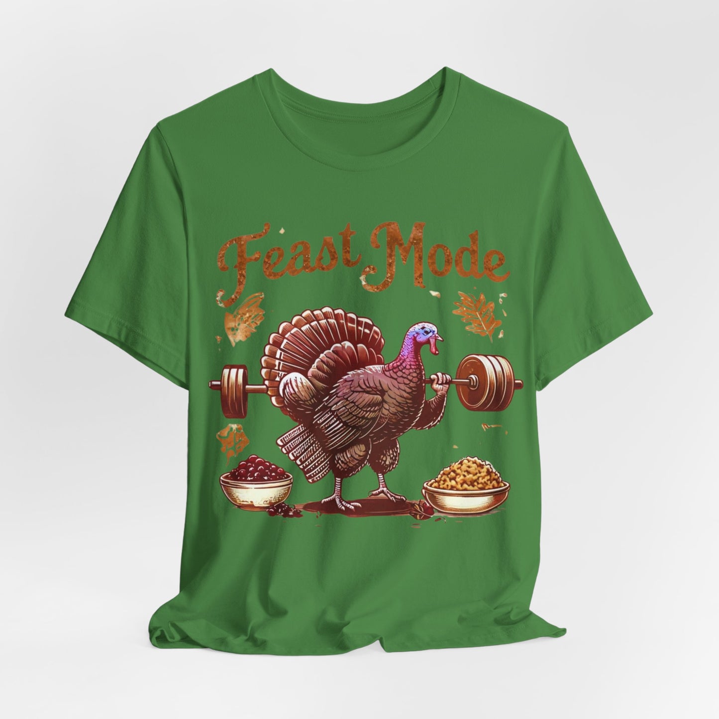 Feast Mode Unisex Tee, Thanksgiving Turkey Weightlifting Shirt, Fitness Gift, Gym Apparel, Foodie T-Shirt