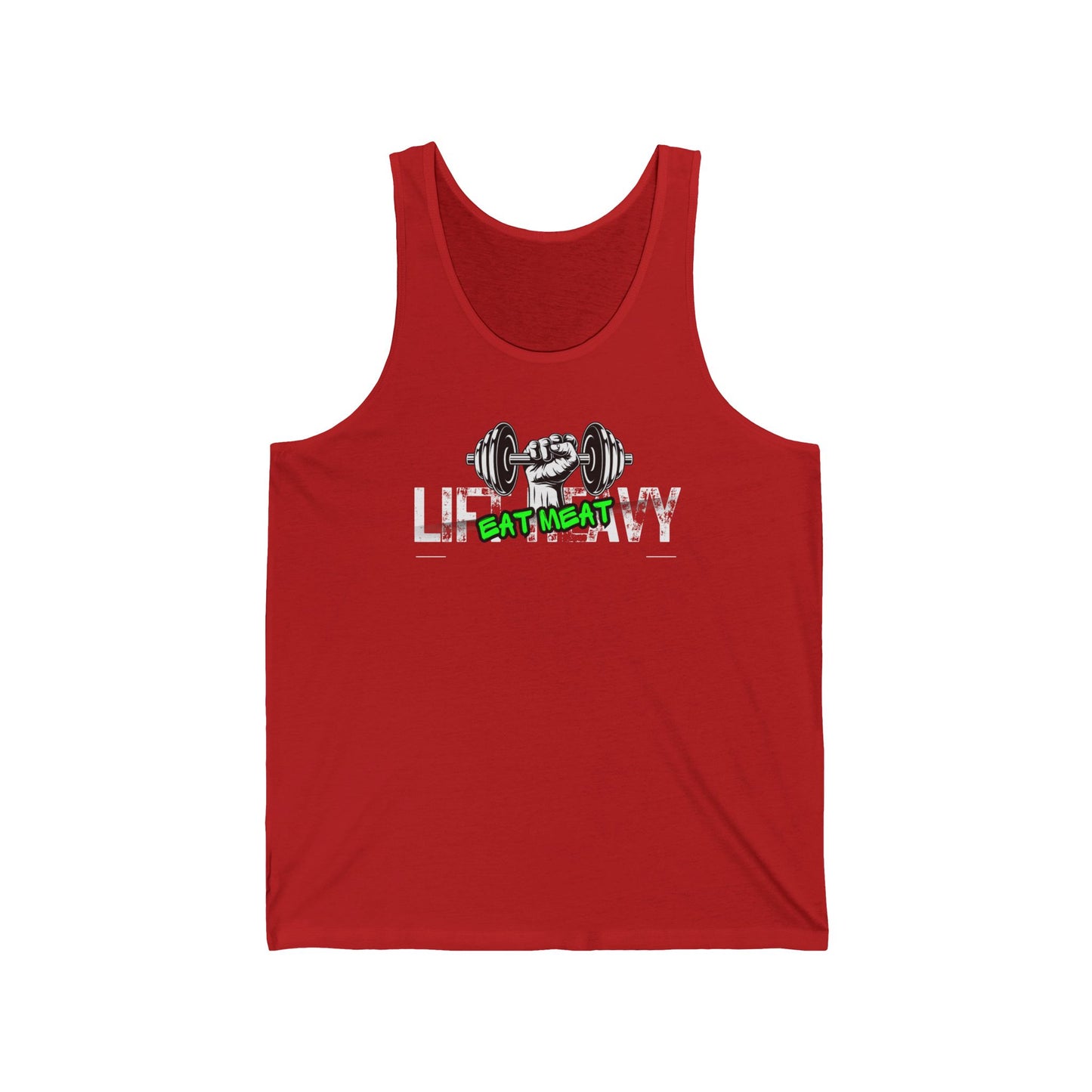 Unisex Tank Top, Weightlifting Workout Muscle Tee, Fitness Gym Apparel, Lift Heavy Eat Meat Sleeveless Shirt, Bodybuilding Exercise Clothing