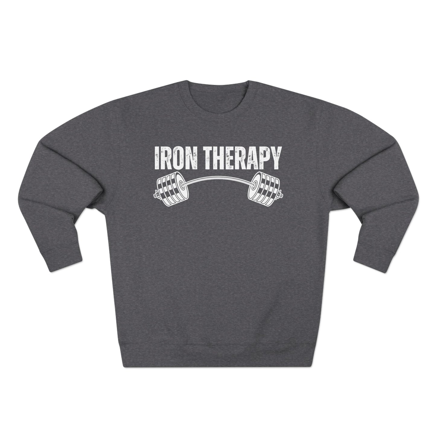 Iron Therapy Unisex Crewneck Sweatshirt, Workout Sweatshirt, Gym Clothes, Fitness Jumper, Exercise Pullover