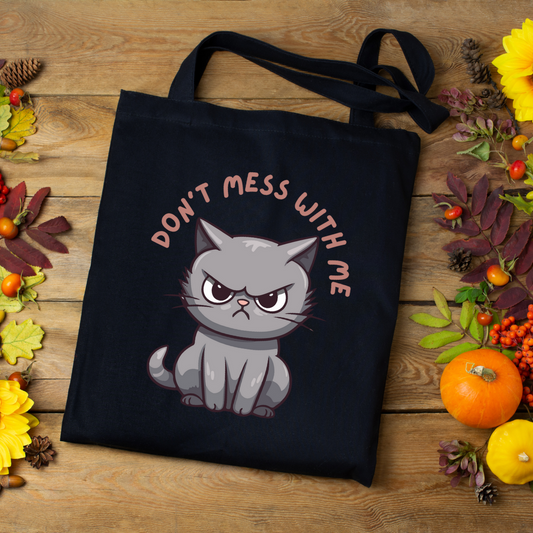 Grumpy Kitty Cat Tote Bag Angry Kitty Cats Bag for Cat mom gifts for Her Funny Cat Book Bags for Cat Lovers Angry Kitten Grocery Bag