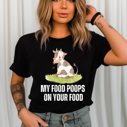 Funny Meat Lover gift for Carnivore T Shirt for Proper Human Diet gifts Anti Vegan Joke Tee Shirts Meat Lover My Food Poops On Your Food