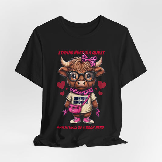 Bookworm Cow Shirr Unisex Tee, Book Nerd Funny T-Shirt, Reading Lover Gift, Novelty Graphic Top, Literature Enthusiast Shirt