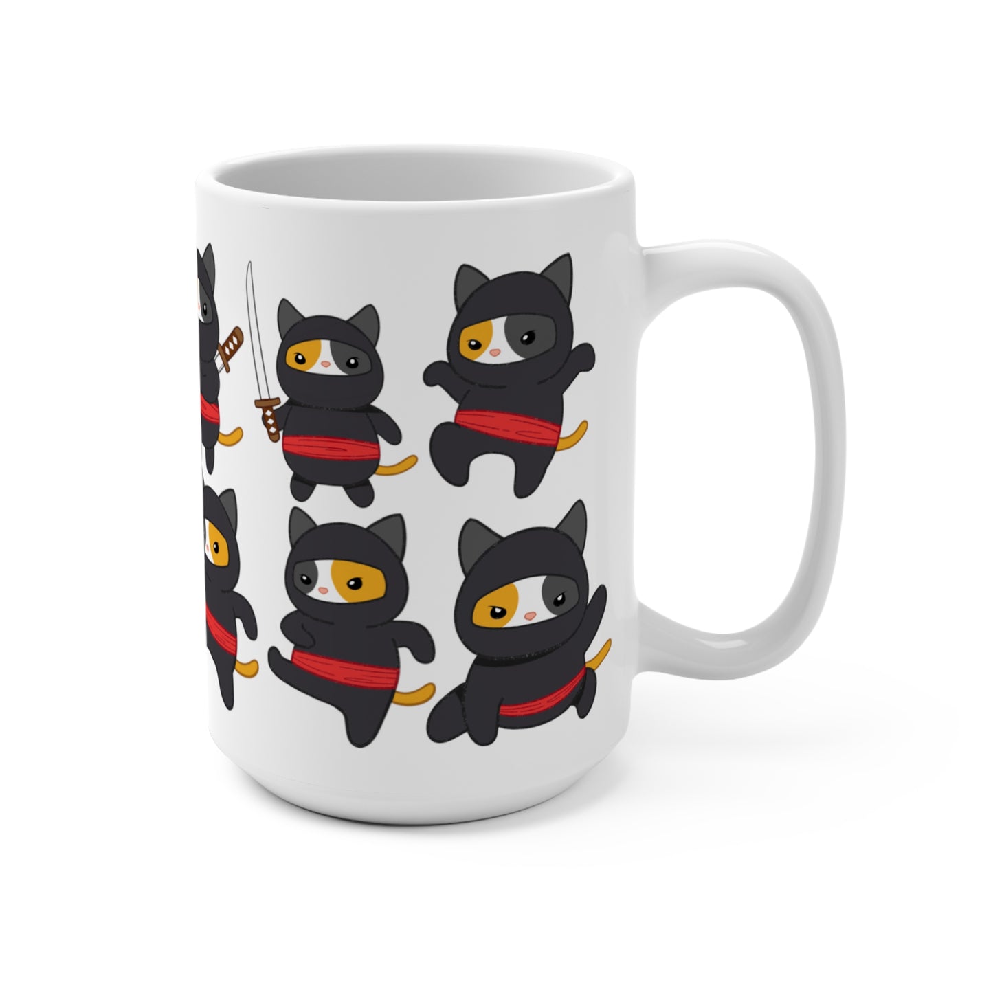 Funny Ninja Cat Mug for Cat Lover gift for Her Samurai Kitty Mugs for Cat mom gifts for Cat Dad Parent Large Feline Coffee Mug for Mom