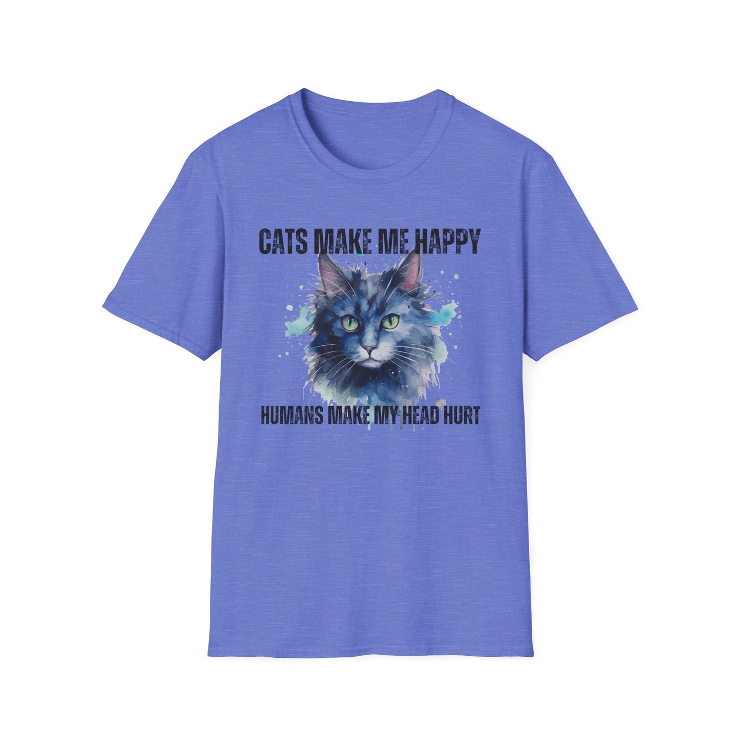 Colorful Cat Shirt for Cat Lover Tshirt for Cat Lovers gifts for Cat Moms gift Funny Cat Tshirt Cat Pun Tee Shirts Humans Make My Head Hurt