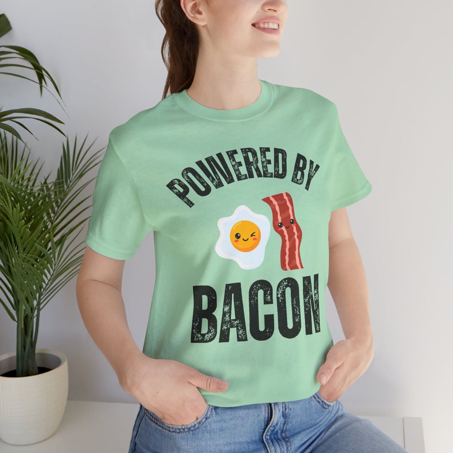 Funny Bacon & Egg T-shirt for Meat Lover Gift for Bacon Lover Shirt for Carnivore gift for Meat T Shirt Powered By BACON Tee