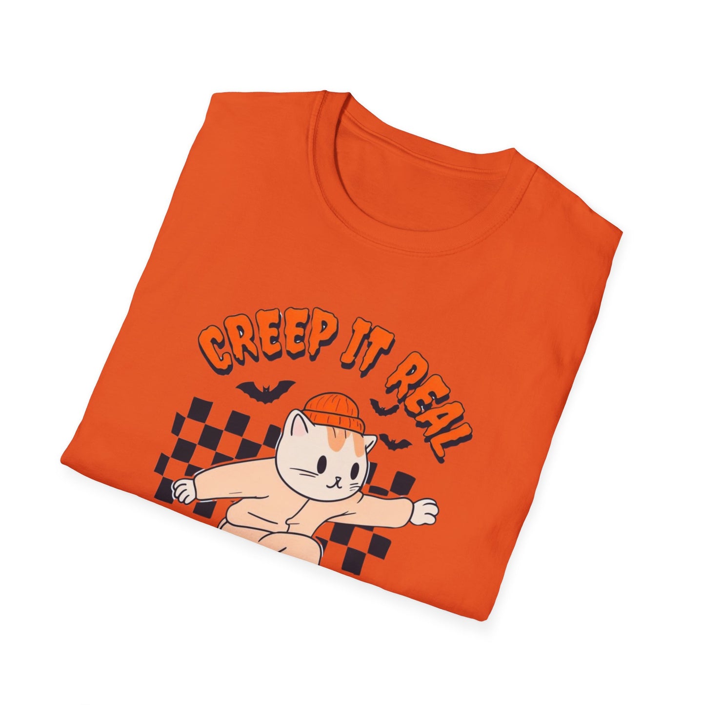 Creep It Real Tshirt Halloween T-shirt Ghost Skateboarding Shirt Halloween T Shirt for Skater gift for Cat Lover gifts Cat Halloween T-shirt