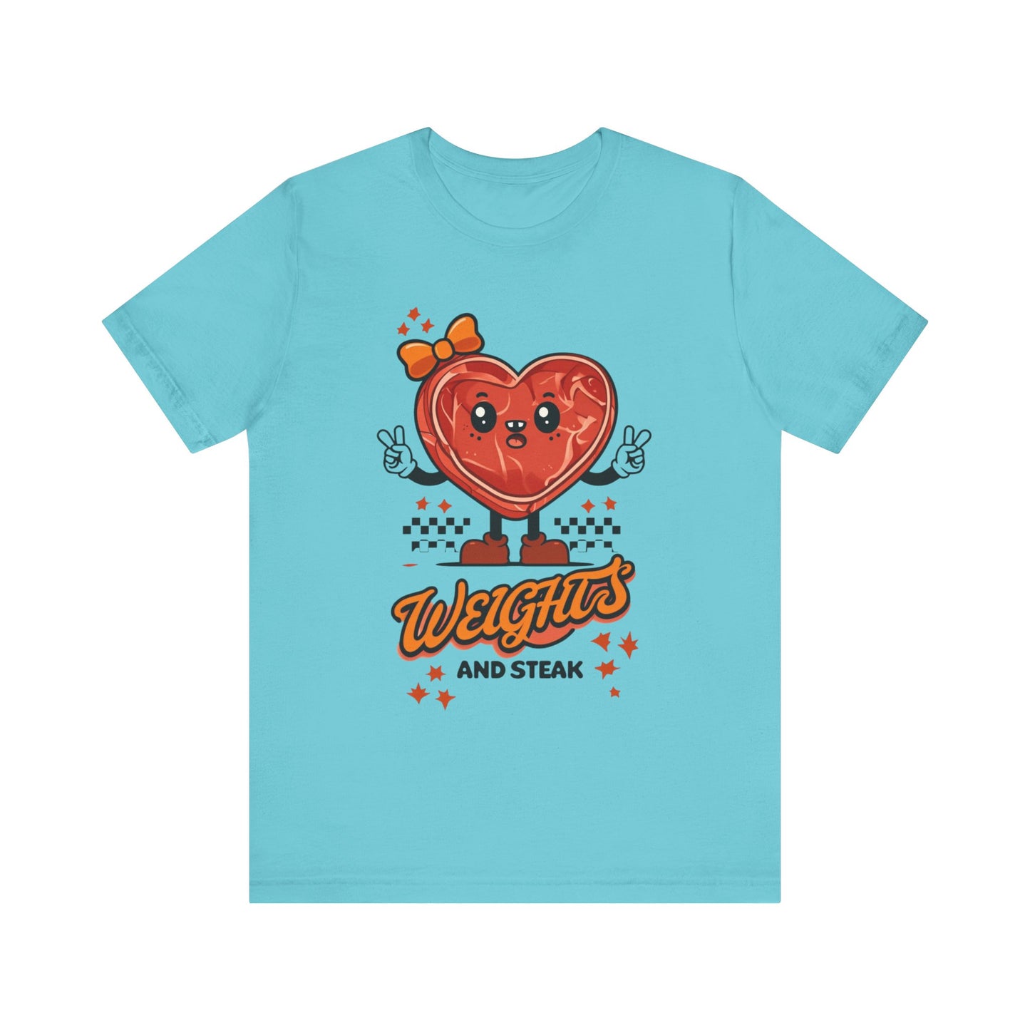 Funny Weights and Steak Unisex Tee, Gym Rat Workout Lover Gift Shirt, Fitness Apparel, Hilarious Exercise Top, Weightlifting Humor T-Shirt