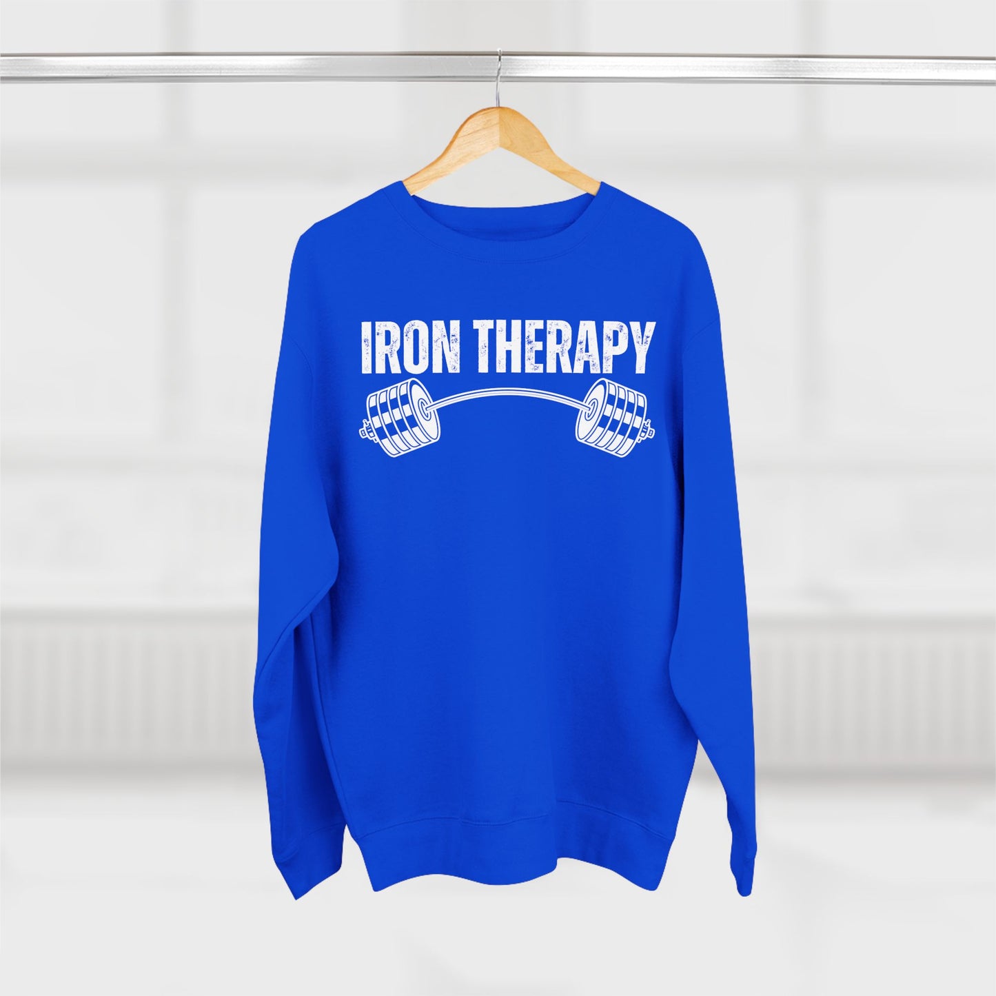 Iron Therapy Unisex Crewneck Sweatshirt, Workout Sweatshirt, Gym Clothes, Fitness Jumper, Exercise Pullover