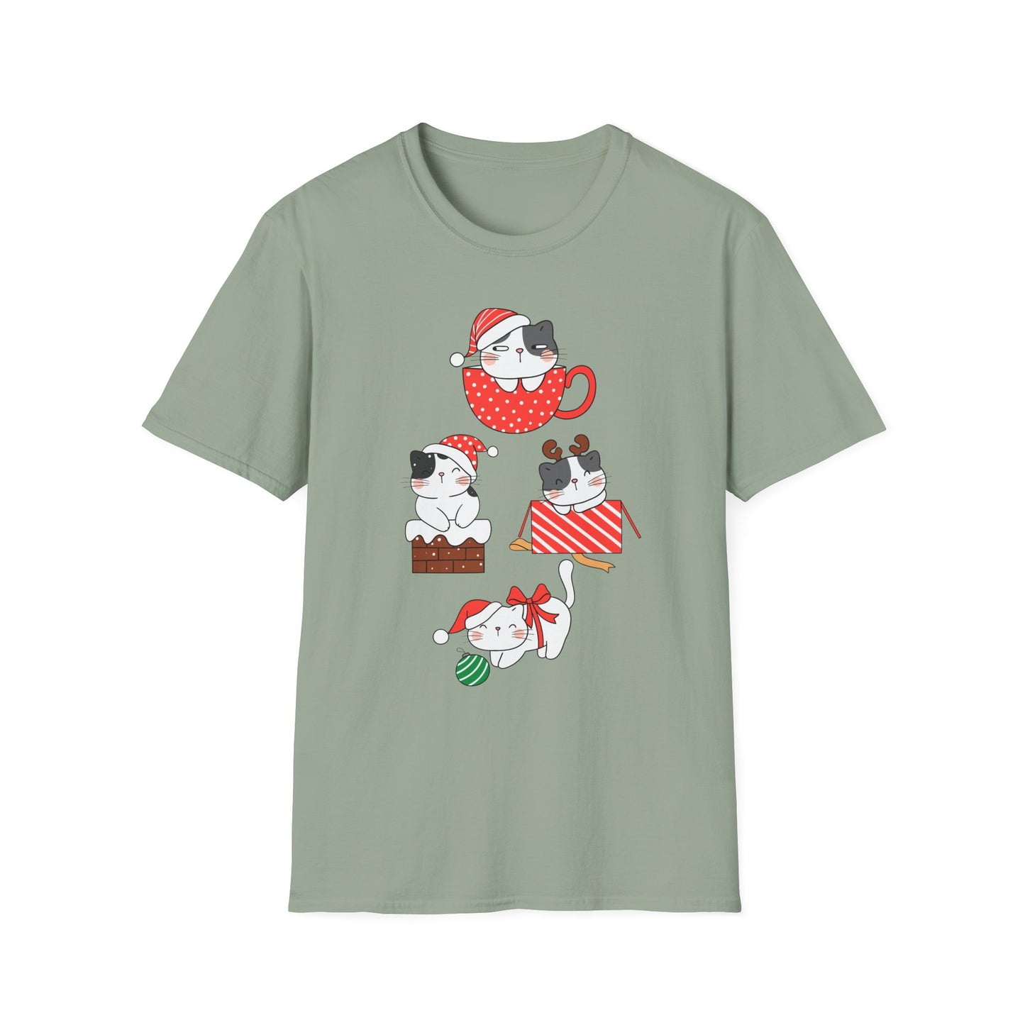 Cat T-shirt for Christmas presents for Cat Lady gifts for Cat Lover Tshirts for Women Christmas T Shirt for Holiday party Shirts for Her