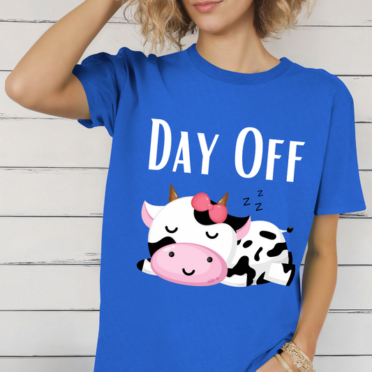 Cute Cow T-shirt for Cow Lover gift Funny Cow Shirt DAY OFF Top for Rest and Relaxation T Shirt Cozy shirt for Women gifts