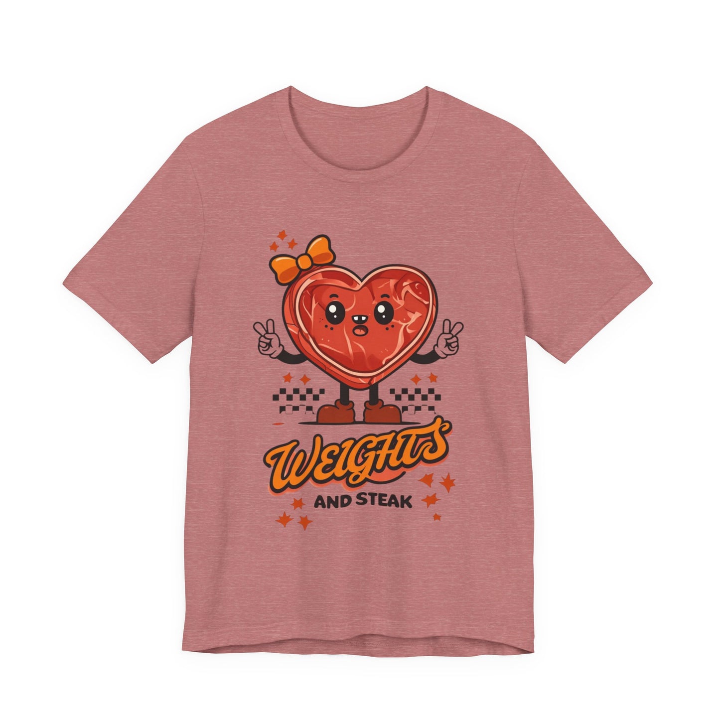 Funny Weights and Steak Unisex Tee, Gym Rat Workout Lover Gift Shirt, Fitness Apparel, Hilarious Exercise Top, Weightlifting Humor T-Shirt