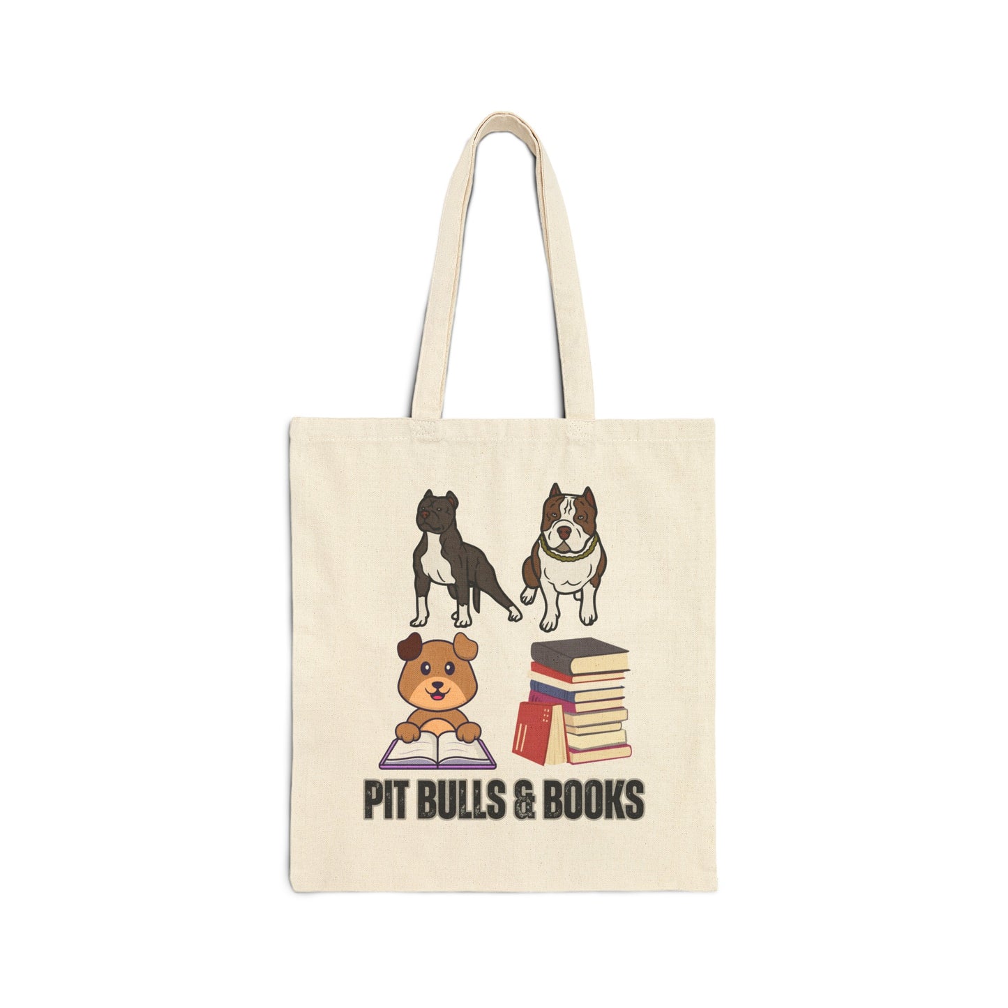 Pit Bulls Book Bag for Book Lover gift for Bookworm gifts for Dog Lover Canvas Tote Bag Cute Dogs Bag Reusable Shopping Bags